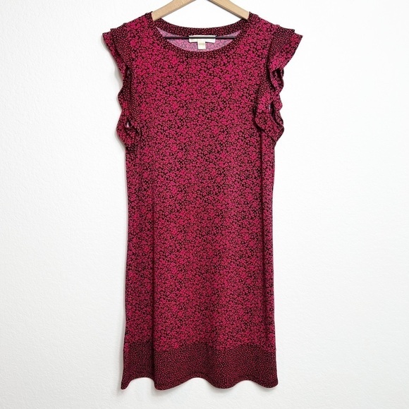 Michael Michael Kors Floral Red Pink Black Women Dress Size Medium - Picture 1 of 10